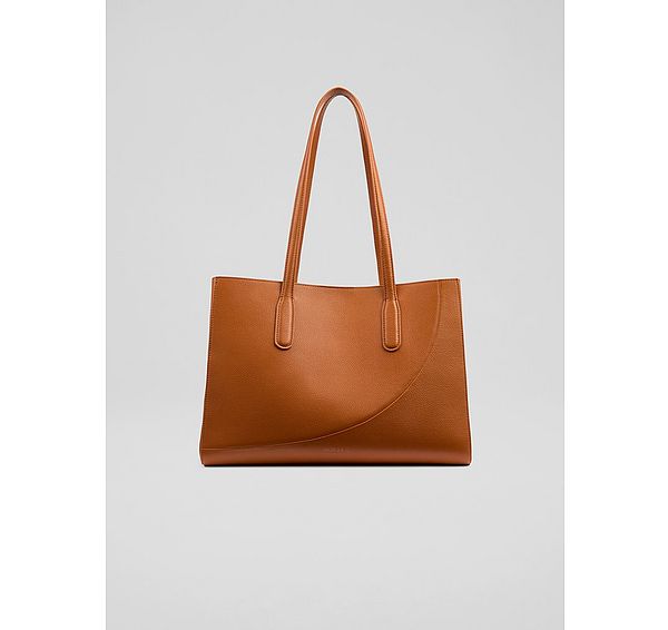 l.k. bennett Olivia Tan Grained Leather Oloid Tote Bag