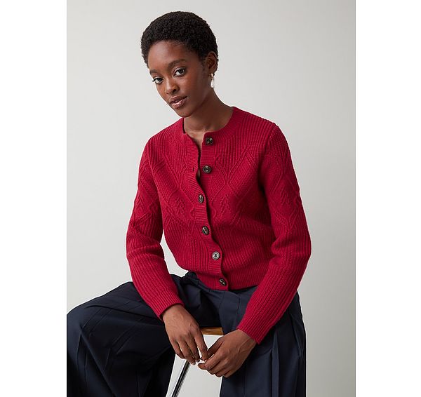 l.k. bennett Orla Rio Red Diamond Pointelle Cardigan