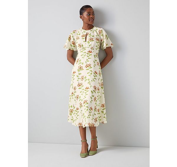 l.k. bennett Pascal Cream Valerian Floral Print Silk Dress