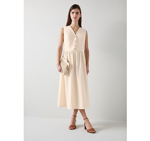 l.k. bennett Pernille Cream Waistcoat Cotton Mix Dress