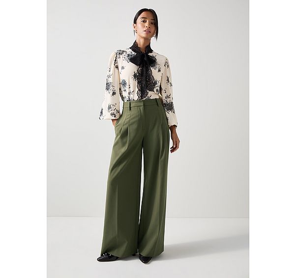 l.k. bennett Petra Petite Dark Green Pleated Trousers