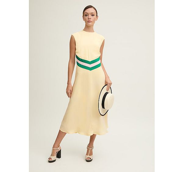 l.k. bennett Rami Flan Multi Block Waist Crepe Dress