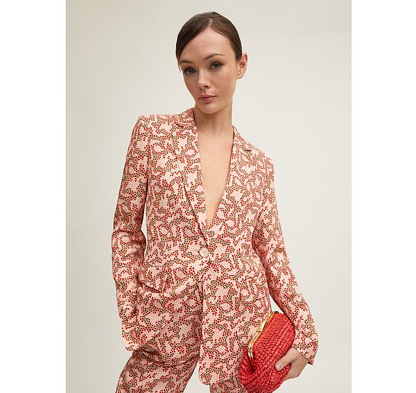 l.k. bennett Rebecca Italian Straw Blossom Print Soft Tailored Jacket