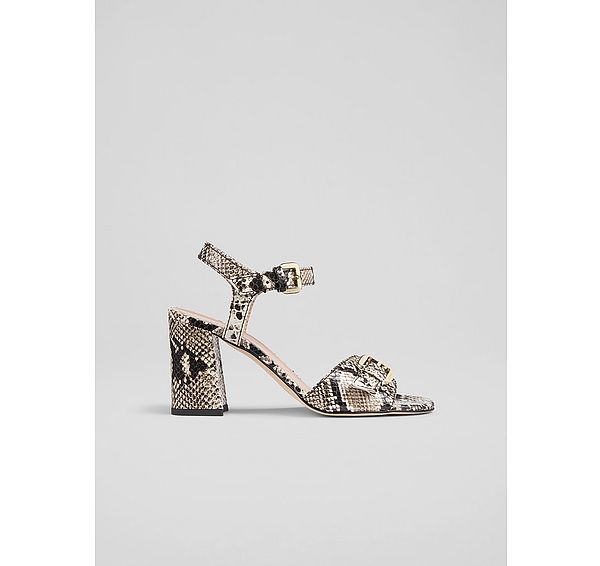 l.k. bennett Reeva Black & White Snake Effect Buckle Sandals