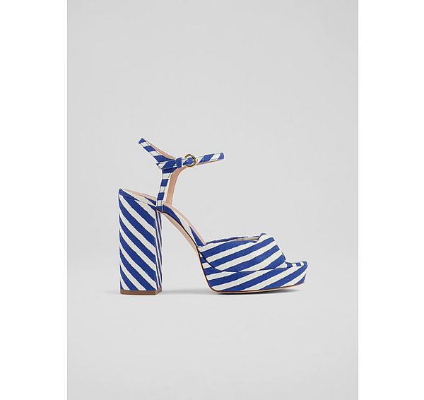 l.k. bennett Rosa Blue Stripe Fabric Twist Front Platform