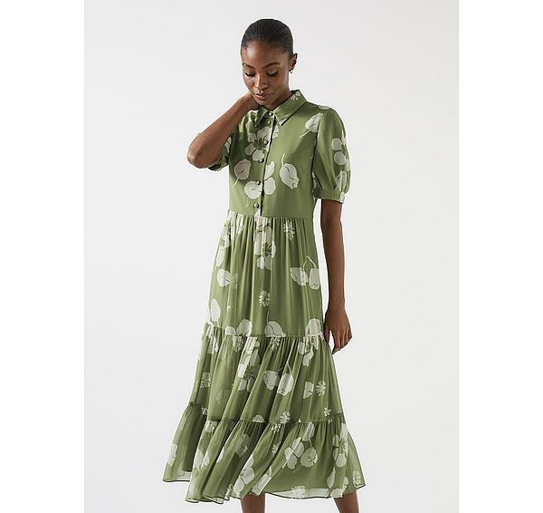 l.k. bennett Rumi Watercress & Birch Floral Relaxed Tiered Dress