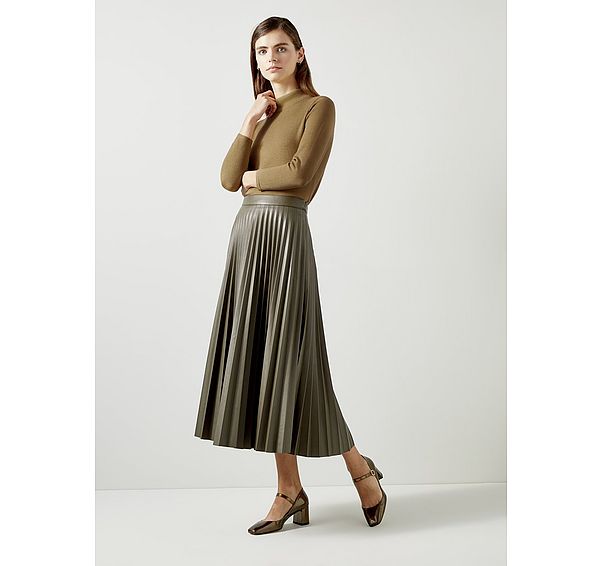 l.k. bennett Sadie Gold Turtle Neck Metallic Knit Top