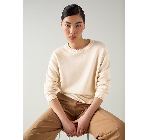 l.k. bennett Sandy Ivory Cotton and Cashmere Blend Relaxed Sweater