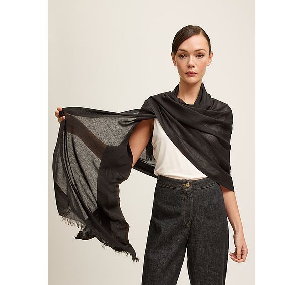 l.k. bennett Sc Sutton Black Fabric Modal Blend Shawl