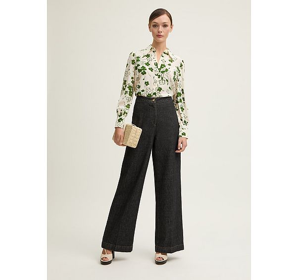 l.k. bennett Sonya Birch & Treetop Green Silk Wildflower Print Blouse