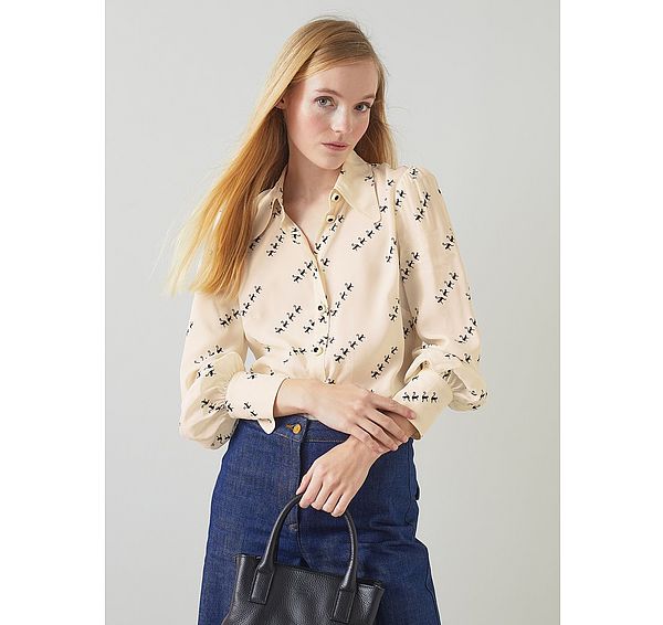 l.k. bennett Sonya Monkey Print Viscose-Silk Blend Blouse