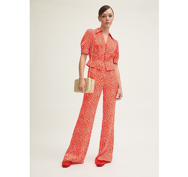l.k. bennett Sophie Aurora Red & Birch Spot Print Trouser