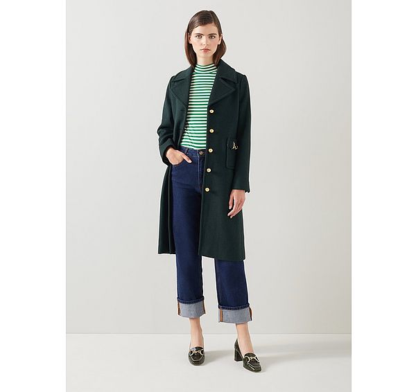 L.k. Bennett Spencer Camel Italian Recycled Wool-Blend Snaffle Detail Coat