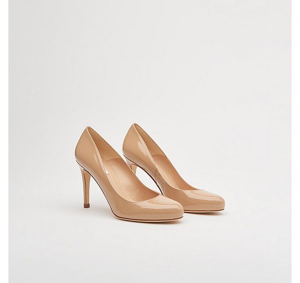 L.k. Bennett Stila Beige Patent Leather Round Toe Courts
