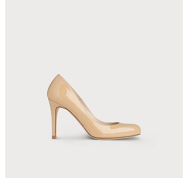 l.k. bennett Stila Beige Patent Leather Round Toe Courts