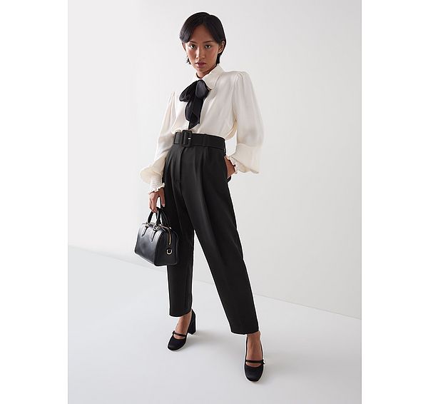 l.k. bennett Tabitha Petite Black Belted Crepe Trouser