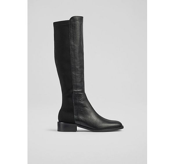l.k. bennett Tallis Black Half And Half Stretch Knee Boot