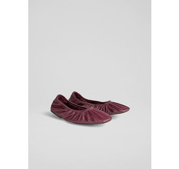 L.k. Bennett Tayla Bordeaux Nappa Leather Folded Ballerin Flats