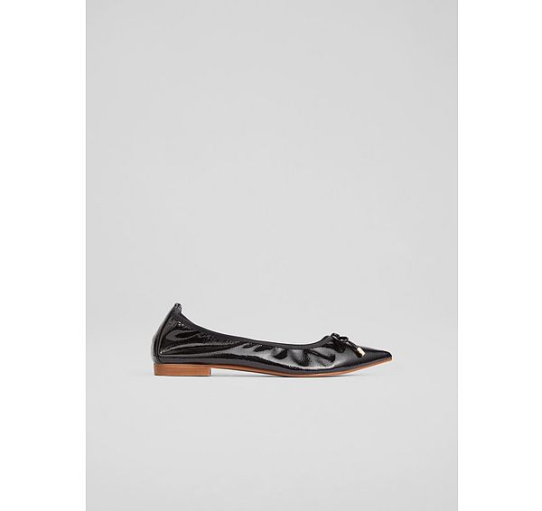 l.k. bennett Tilly Black Leather Pointed Ballerina Flats