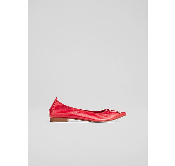 l.k. bennett Tilly Red Leather Pointed Ballerina Flats