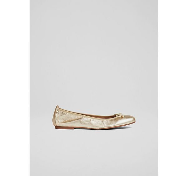 l.k. bennett Trilly Gold Metallic Leather Ballerina Pumps