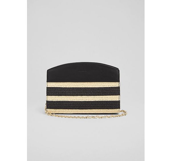 l.k. bennett Trinity Natural & Black Paper Crossbody Bag