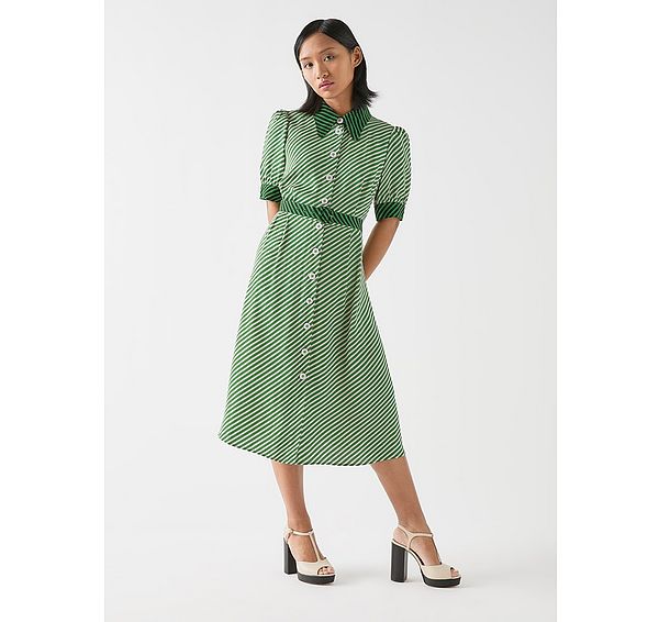 l.k. bennett Val Petite Green & Birch Printed Shirt Dress