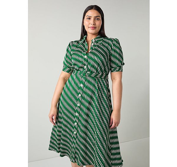 L.k. Bennett Valerie Cream Horses Print Belted Shirt Dress