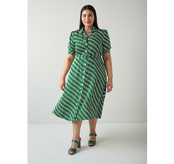 l.k. bennett Valerie Green Modernist Print Shirt Dress