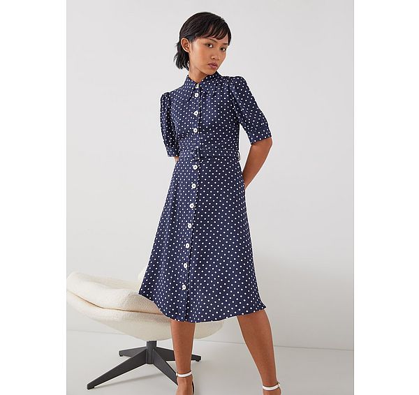 l.k. bennett Valerie Petite Navy And Cream Shirt Dress