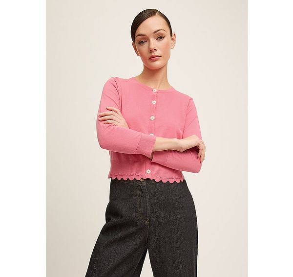 L.k. Bennett Vanessa Desert Rose Pointelle Detail Cardigan