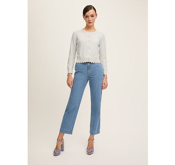 l.k. bennett Vanessa Ivory Neck Pointelle Detail Cardigan