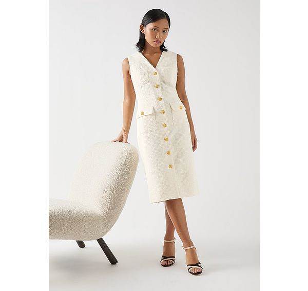 l.k. bennett Vita Petite Cream Blend Tweed Sleevless Dress