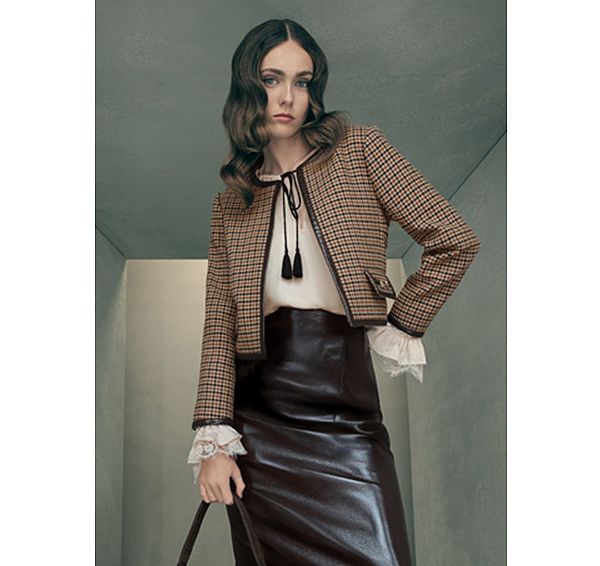 l.k. bennett Zisou Brown Check Print Mini Check Jacket