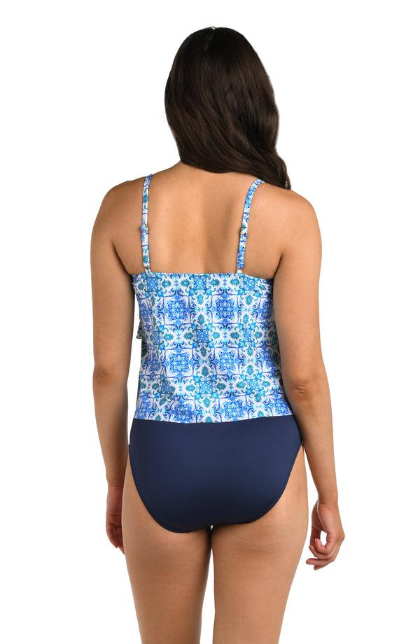 La Blanca 24th & Ocean Beachside Tile Two Tiered Tankini Top - FINAL SALE