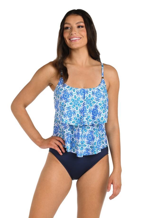la blanca 24th & Ocean Beachside Tile Two Tiered Tankini Top - FINAL SALE