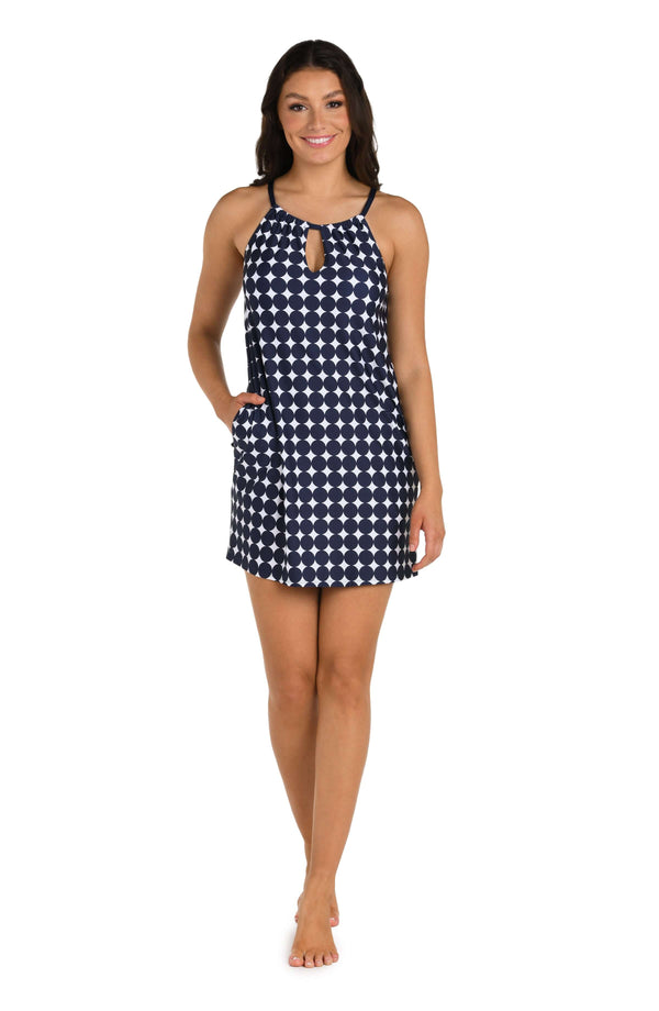 La Blanca 24th & Ocean Mod Illusions High Neck Shift Dress Cover Up - FINAL SALE