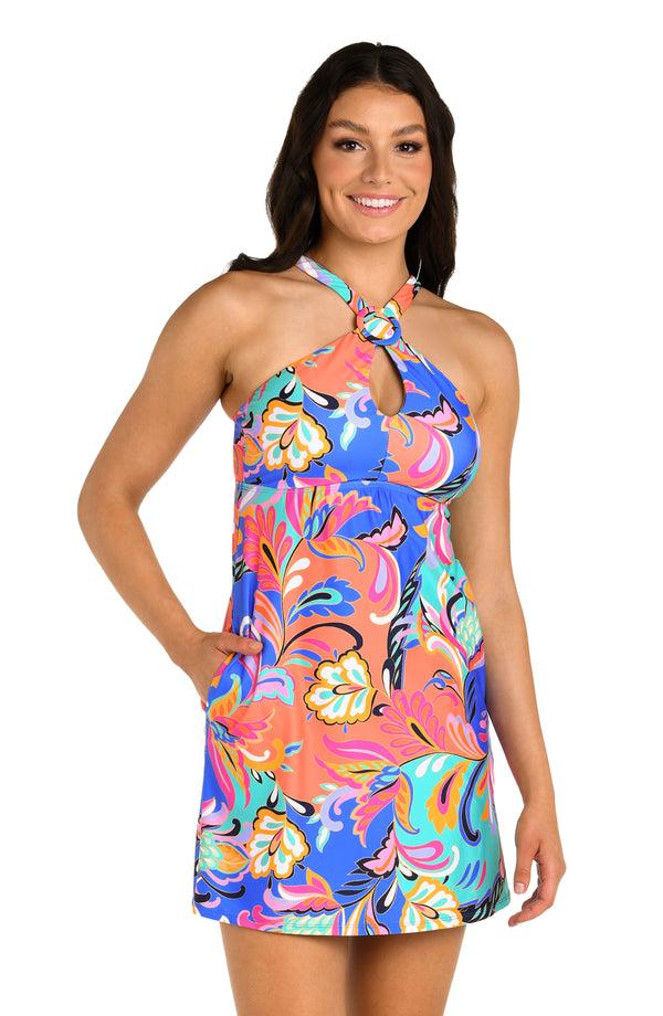 la blanca 24th & Ocean Prima Paisley High Neck Shift Dress - FINAL SALE