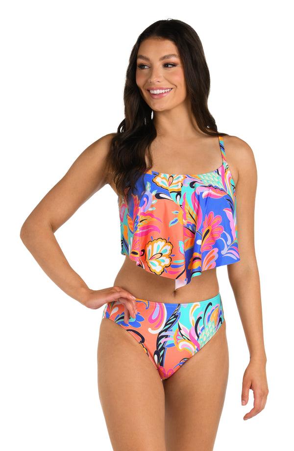 La Blanca 24th & Ocean Prima Paisley Mid Waist Bikini Bottom - FINAL SALE