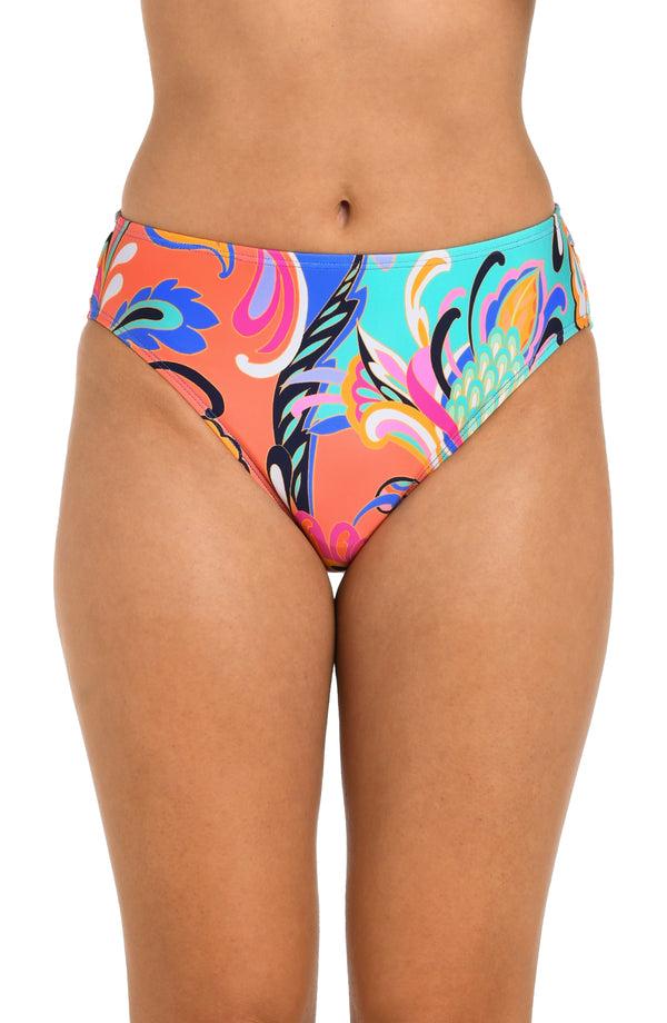 la blanca 24th & Ocean Prima Paisley Mid Waist Bikini Bottom - FINAL SALE