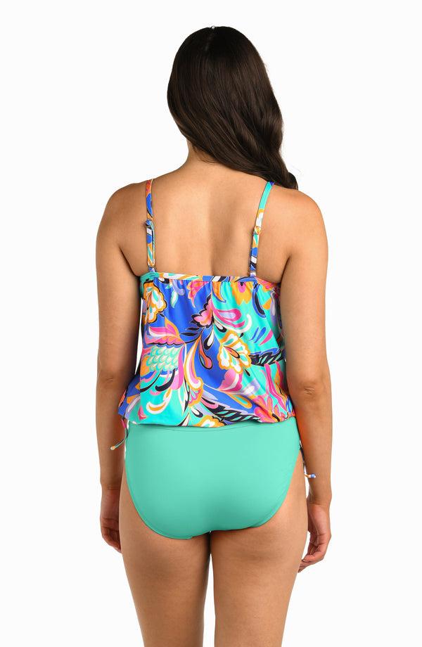 La Blanca 24th & Ocean Prima Paisley Underwire V-Neck Blouson Tankini Top - FINAL SALE