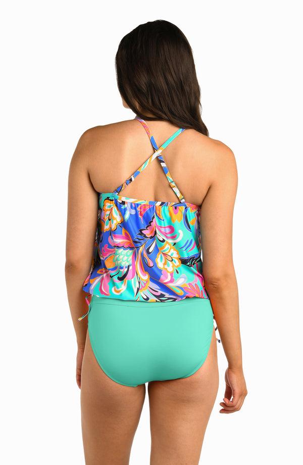 La Blanca 24th & Ocean Prima Paisley Underwire V-Neck Blouson Tankini Top - FINAL SALE