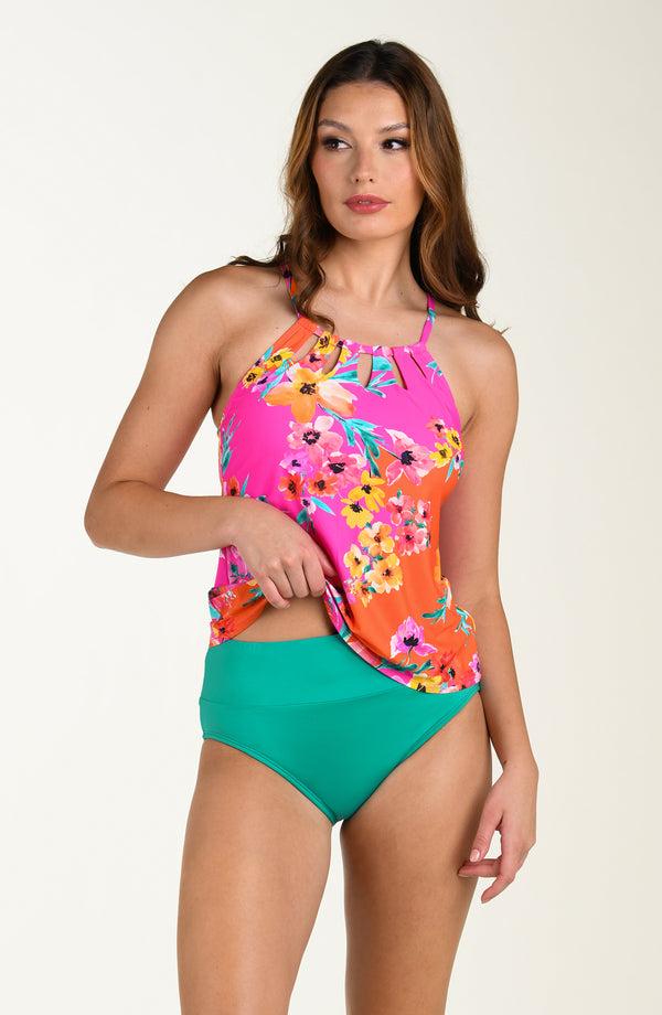La Blanca 24th & Ocean Seville Underwire Cutout High Neck Tankini Top