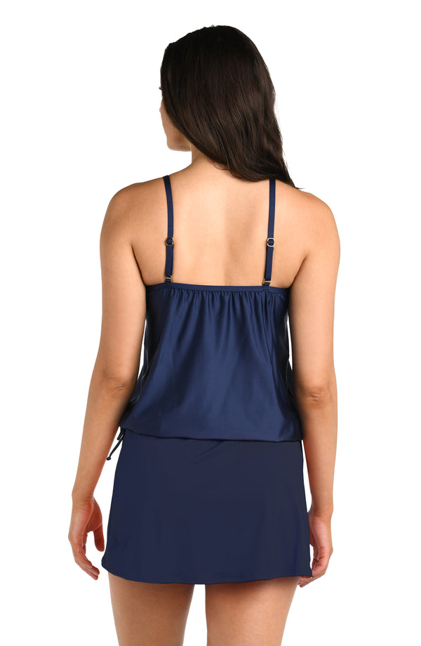 La Blanca 24th & Ocean Solid Underwire V-Neck Blouson Tankini Top