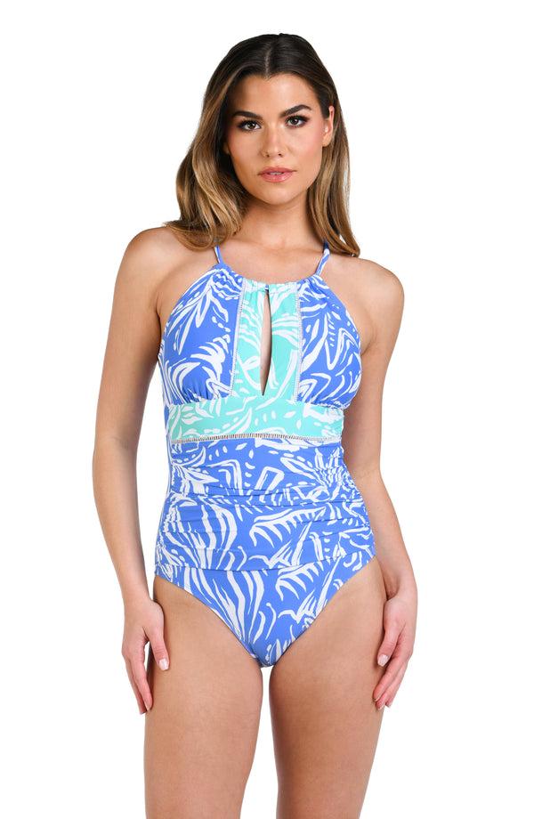 La Blanca Beachside Bay High-Neck Keyhole One Piece - FINAL SALE