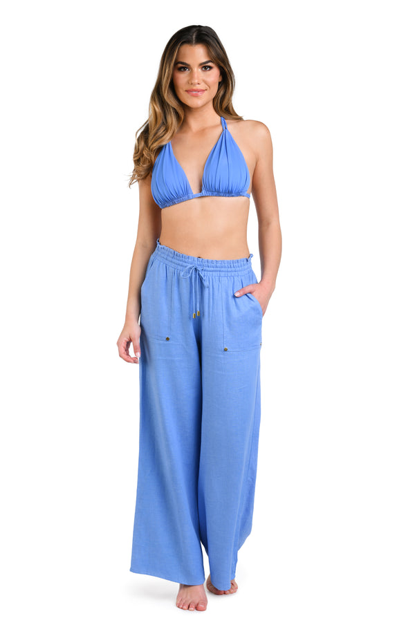 La Blanca Delphine Coast Beach Pant Cover Up - Chambray - FINAL SALE