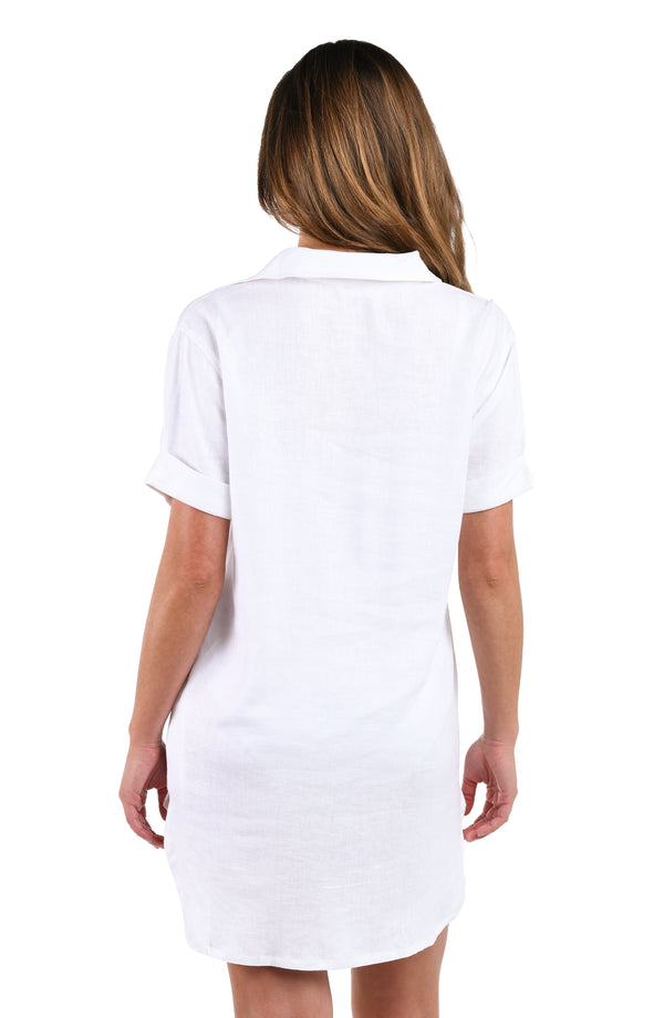 La Blanca Delphine Coast Button Up Cover Up Dress - White