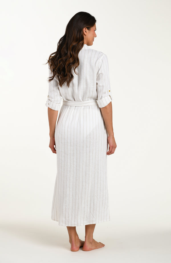 La Blanca Delphine Coast Linen Button Up Shirt Dress