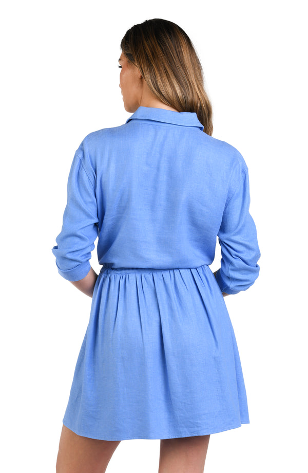 La Blanca Delphine Coast Shirt Dress Cover Up - Chambray - FINAL SALE