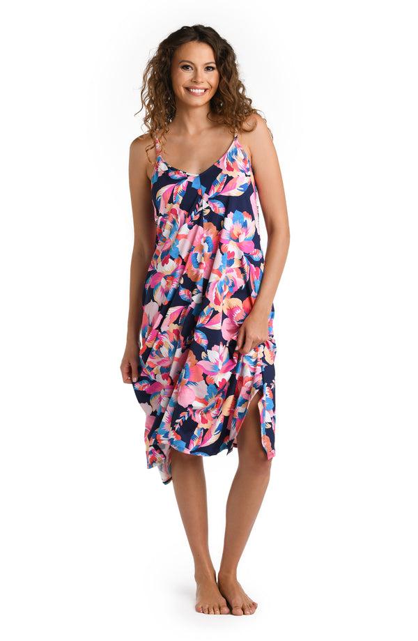 La Blanca Denim Bouquet Scarf Hem Dress Cover Up - FINAL SALE